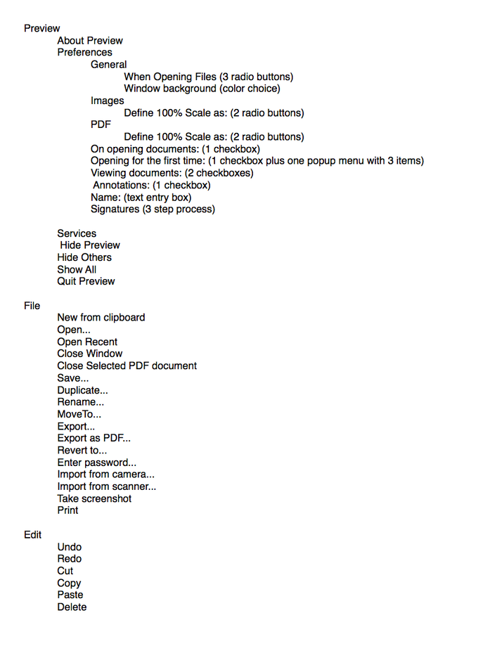 Menu Structure 1